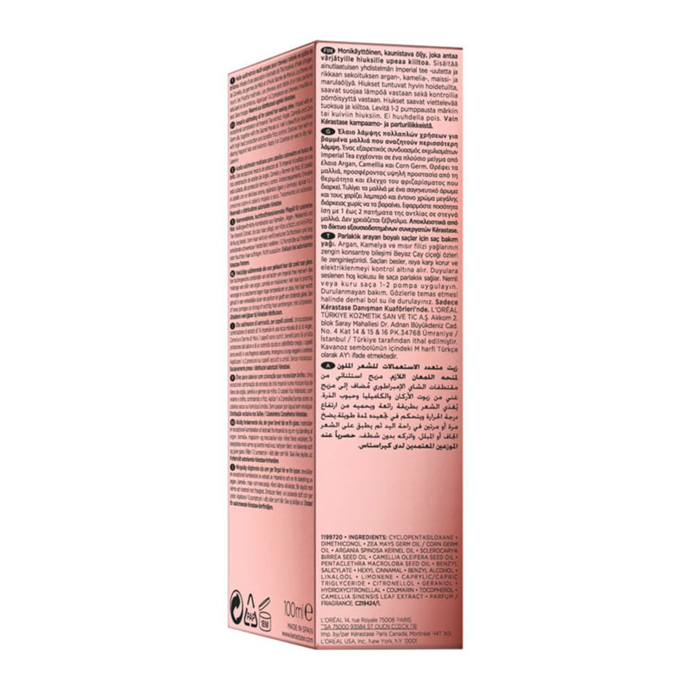 Lateral da caixa do L'Huile Kerastase Elixir Ultime Rose