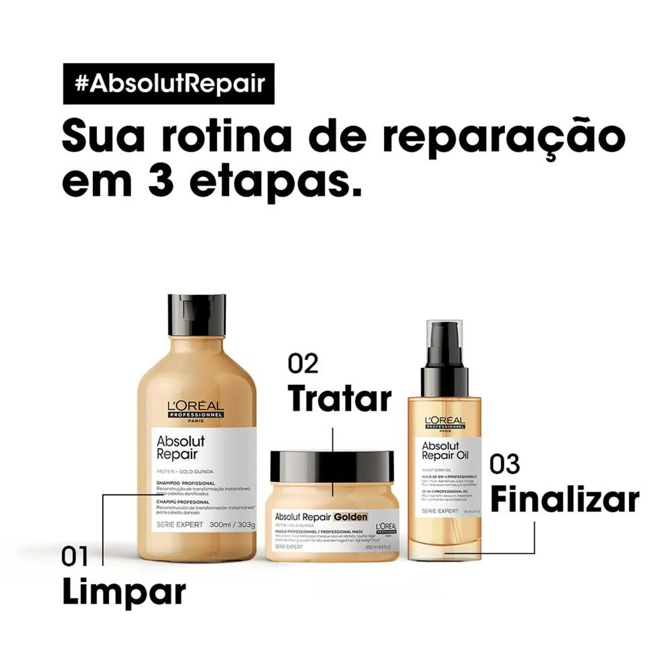 Shampoo Absolut Repair Gold Quinoa Serie Expert L’Oreal Professionnel